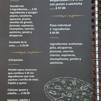 Menu at Ganesh in Guadalajara