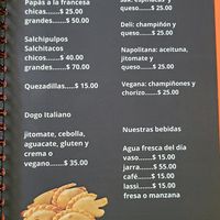 Menu at Ganesh in Guadalajara