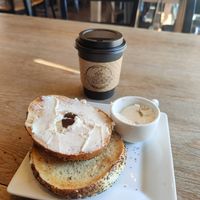 Vegan cream cheese bagel at Gathering Grounds in Roseburg