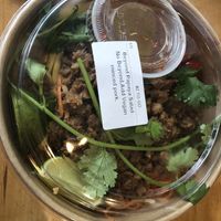 Beyond papaya salad no beyond add vegan minced pork instead   at Spring Cafe in New York City