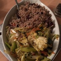 Side of rice and beans with veggies at Marinades in Cheltenham