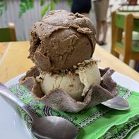 Chocolate and marzipan with toasted coconut at Glotonería in Oaxaca