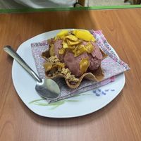 Fresca and vanilla with mango, plantano and mazapán topping   at Glotonería in Oaxaca