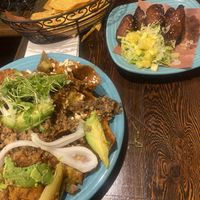 VEGAN CHILAQUILES and VEGAN PLATANO  at Papi's Tacos in Baltimore