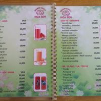 menu at Hoa Sen in Phan Thiet