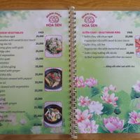 menu at Hoa Sen in Phan Thiet