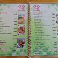 menu at Hoa Sen in Phan Thiet
