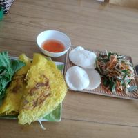 Bánh xèo and Hoa Sen salad - both fresh and delicious! at Hoa Sen in Phan Thiet
