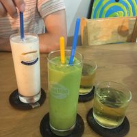 Banana and Avocado Smoothie. Both really good. (Each 25VND). The plastic straws are unnecessary. (Please order the smoothies without them. We forgot it)  at Hoa Sen in Phan Thiet