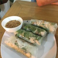 Fresh spring rolls with a kind of liquid peanut sauce at Hoa Sen in Phan Thiet