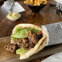 Omg! So good. Pythagoras with plant based lamb.  Hot chips 👌👌👌  at Zeus Street Greek in Canberra