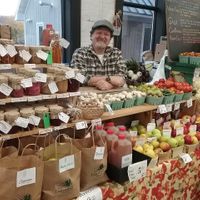 Glen the Green Grocer and some of his yummy veg at Truro Farmers Market in Truro
