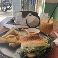 I had already tucked in before taking the photo!  at Veggies in Tirana