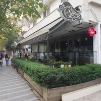 Outdoor seating at Veggies in Tirana
