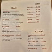 Menu at Veggies in Tirana