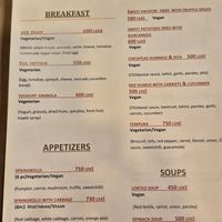 Menu at Veggies in Tirana