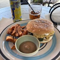 Tofu burger   at Veggies in Tirana