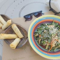 Spring Rolls & Sushi salad at Veggies in Tirana