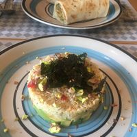 Vegan tatar and falafel wrap  at Veggies in Tirana