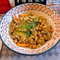 quinoa bowl with chickpeas and avocado at Veggies in Tirana