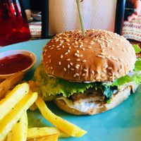 Vegan burger at Veggies in Tirana