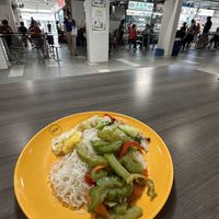 Bee Hoon With 3 sides . And stall front  at Taste of Vegetarian in East Singapore
