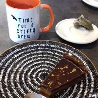 Vegan chocolate dessert - trillionaire's shortbread. at The Crafty Crow in Gatehouse Of Fleet