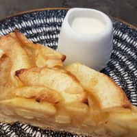 Vegan apple pie and 'cream' at The Crafty Crow in Gatehouse Of Fleet