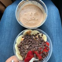 Backdoor acai bowl (no granola, add natural peanut butter) and double overhead smoothie at Hatteras Bowls in Waves