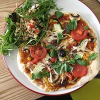 Pizza and salad.
 at Nourish in Teignmouth