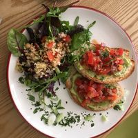 Bruschetta with salad. at Nourish in Teignmouth