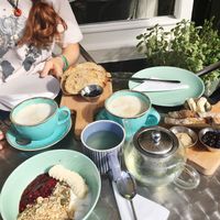 amazing brunch! I had the breakfast bowl and lemon tea. my friends had walnut bread with pb & jam ! at Nourish in Teignmouth