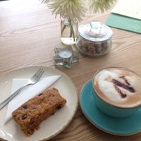 Carrot cake and coffee at Nourish in Teignmouth