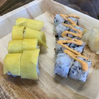 Sunset roll and spicy shiitake roll  at Wasabi Beach Sushi & Kitchen in Montauk