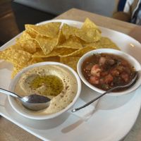 Dip duo with hummus and salsa  at Nourishmoi in Mississauga