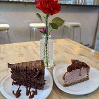 Double chocolate chip cake & Strawberry Cheezecake  at Nourishmoi in Mississauga
