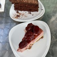 Strawberry cheesecake and chocolate cake   at Nourishmoi in Mississauga