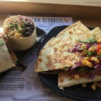 Vegan burrito and quesadilla 😍😍😍 at Mexican Republic in Lorne