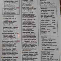 Menu at Soda Bun Thai in Mesa