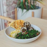 Falafel bowl - gluten free falafels, hummus, tabouli & vegan pita! at Colours Bowls in Melbourne