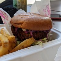 Spicy burger at Wholesome Junkies in Manchester