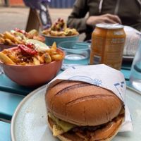 Burger and thai fries #Veganuary at Wholesome Junkies in Manchester