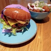 KFC Burger and Pesto Parm Tots at Wholesome Junkies in Manchester