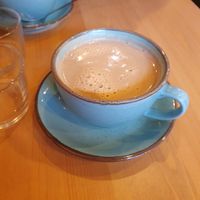 Chai with coconut is delish (was nicer presented, I just started drinking before the photo) at Wholesome Junkies in Manchester