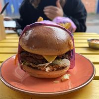 double kimchi burger  at Wholesome Junkies in Manchester