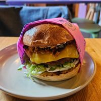 Truffle burger at Wholesome Junkies in Manchester