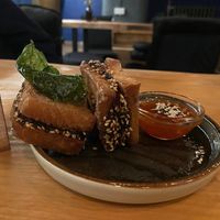 Vegan prawn toast  at Wholesome Junkies in Manchester