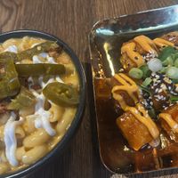 Mac n cheese, Korean tofu   at Wholesome Junkies in Manchester