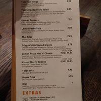 Small plates menu at Wholesome Junkies in Manchester