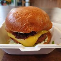 Beef less burger at Wholesome Junkies in Manchester